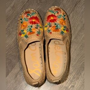 Sam Edelman Tan Espadrilles with Colorful Floral Design
